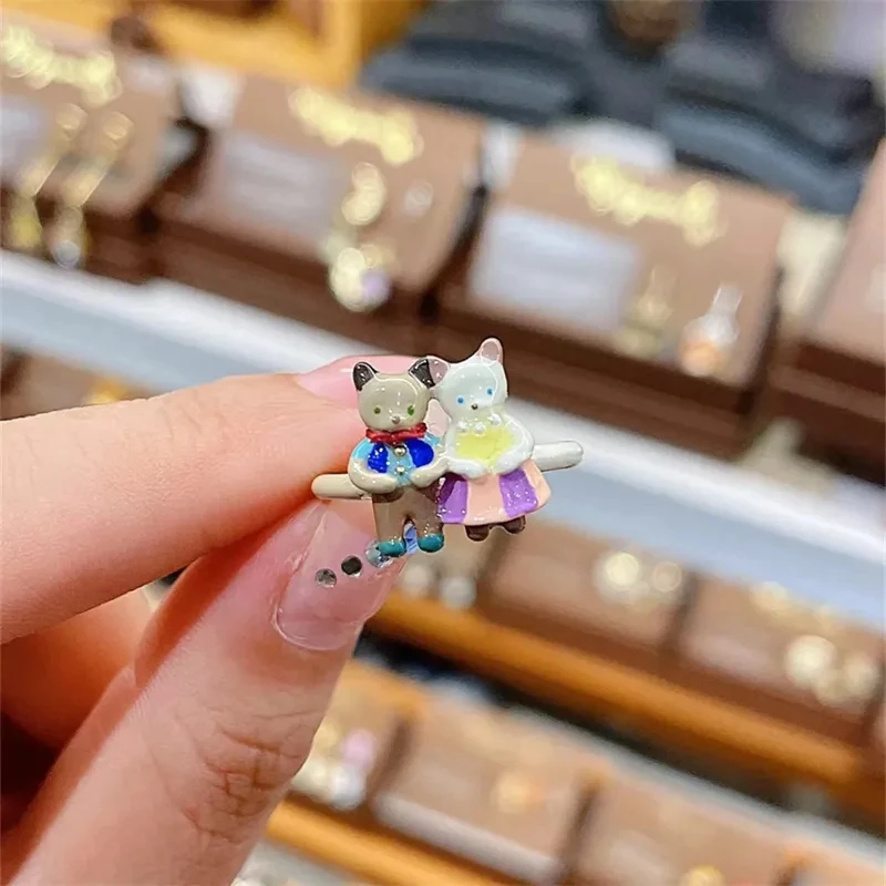 Кольцо Открытое с маленькой кошкой милое уникальное креативное Подарочное