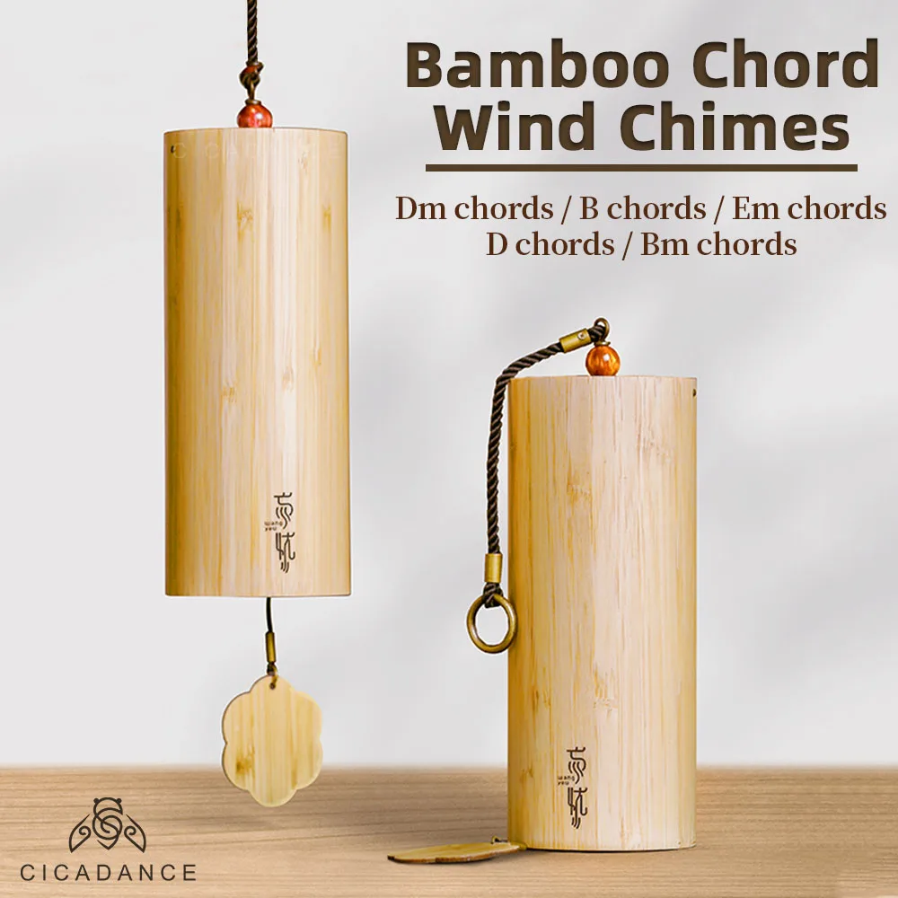 

CICADANCE Bamboo Wind Chimes Dm/B/Em/D/Bm Chord Windchime Handmade Musical Bell Outdoor Garden Patio Home Decor Meditation Gifts