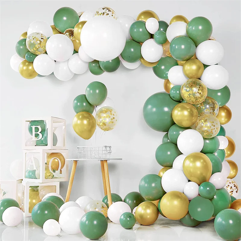 

126PCS Retro Olive Green Ballon Arch Garland Kit with Confetti Latex Balloons for Birthday Party Wedding Baby Shower Decorations