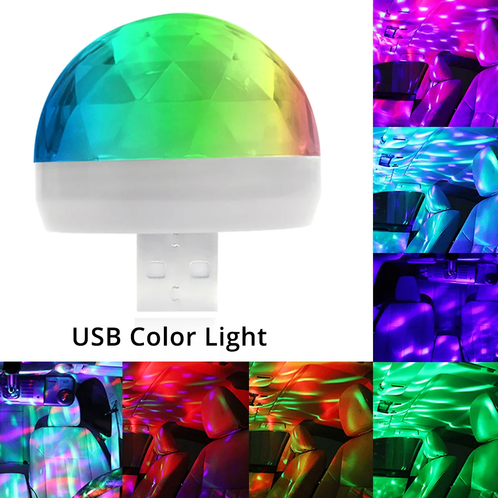 

Car Led Auto Lamp USB Ambient Light DJ RGB Mini Colorful Music Sound Light USB-C Interface Apple Interface Holiday Party Karaoke
