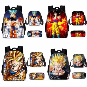 Japan Anime Dragon Ball Z Goku Boys Schoolbag 2pcs/set Backpack + Pencil  Case Children Cartoon Waterproof Oxford Travel Backpack