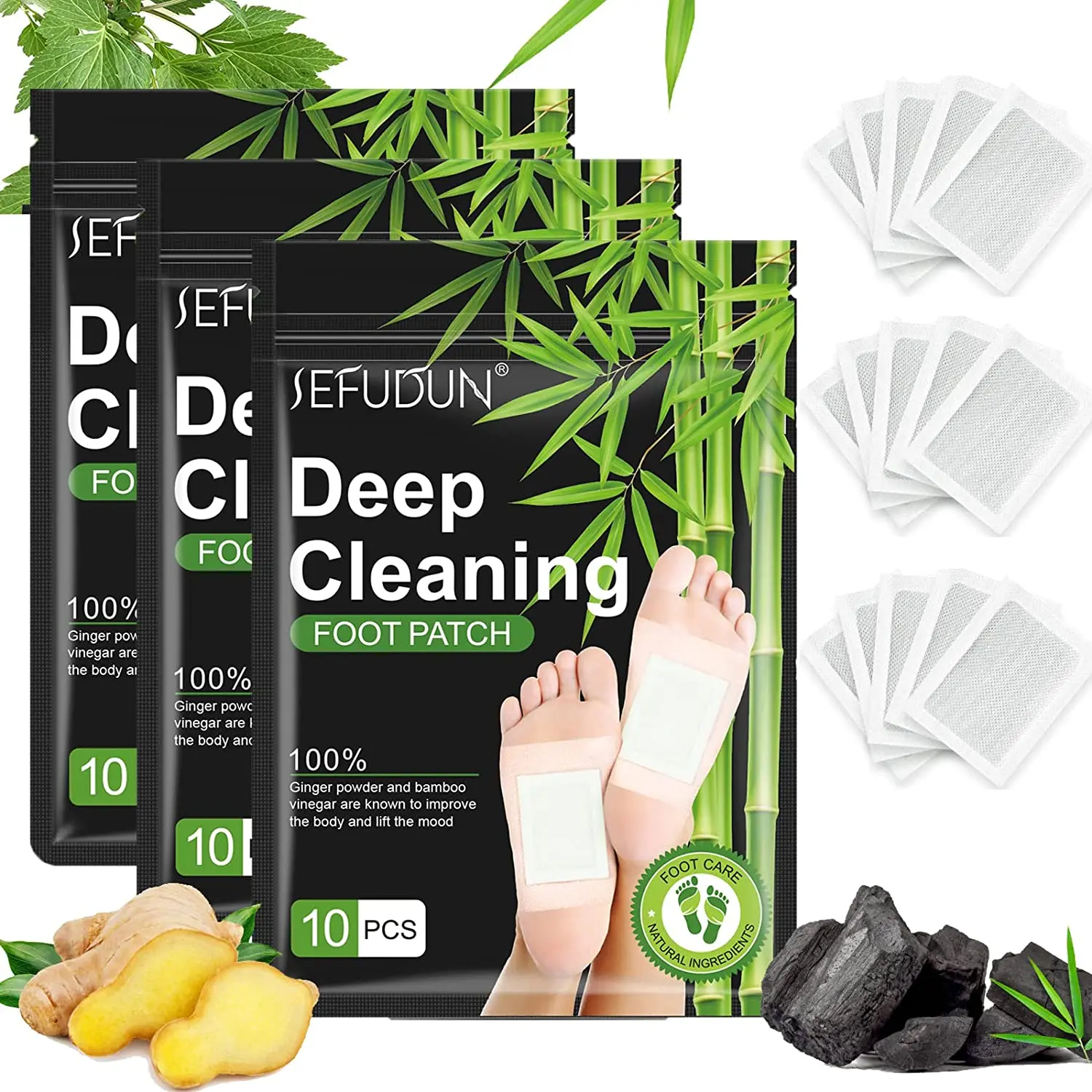 

Nature Foot Detox Patches Relieve Stress Help Sleeping Body Deep Cleansing Pain Relief Foot Care Wormwood Ginger Detox Pad