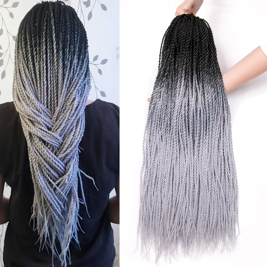 Crochet Hair Braid Synthetic 24 Inch Senegalese Twist Ombre Braiding Hair 30 Strands/pcs Three Tone Blonde
