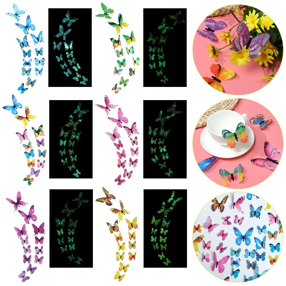 

Ornament Party Supplies Home Decoration Luminous Decals Glow In the dark 3D Butterfly Stickers Butterflies Stickertjes