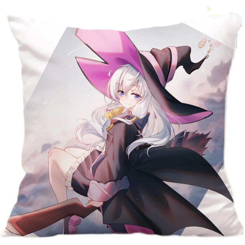 

Anime The Journey of Elaina Pillows Cases Wandering Witch Cartoon Pillowcase Gift Soft Pillow Inner with Covers Two Sides Props