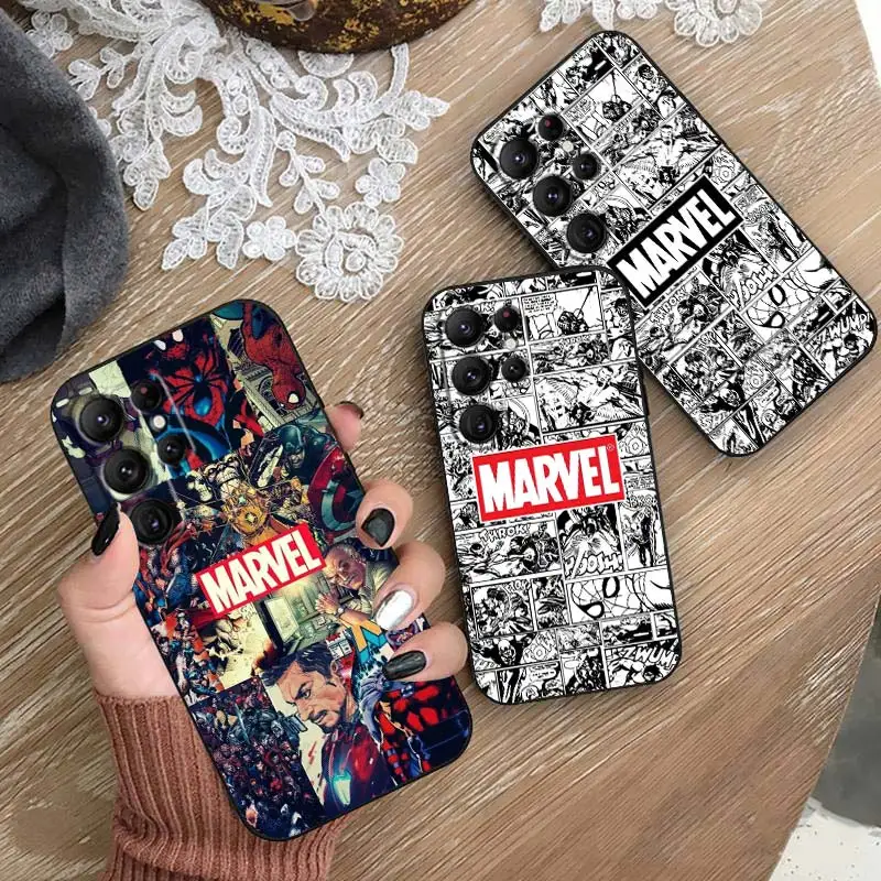 

Avengers Marvel Logo Art Comics Phone Case For Samsung Galaxy S23 S22 S21 S20 FE Ultra Pro Lite S10 S9 S8 Plus S7 5G Black Cover