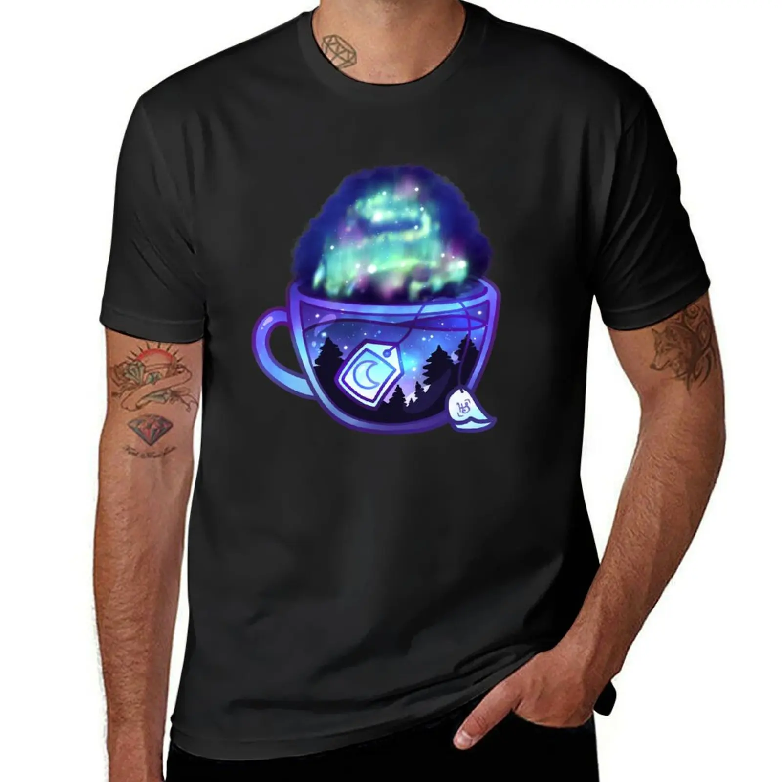 Aurora Borealis Tea - Dreamy Aesthetic T-Shirt street wear anime t shirts sweat men