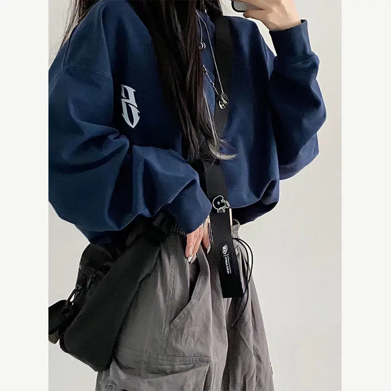 

Женский свитер с капюшоном TikTok в стиле оверсайз, Осень-зима 2022, модный Свободный Повседневный Топ с принтом, свитшот, одежда