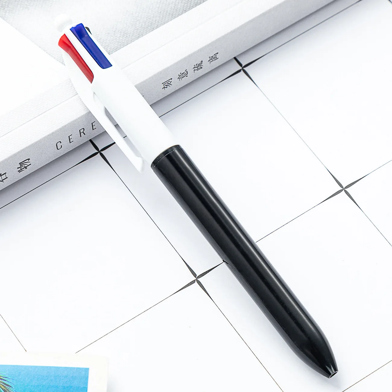 

1 шт. 4-в-1 пресс офисные канцелярские принадлежности многоцветная ручка для рисования линии ключа маркер пластиковая шариковая ручка