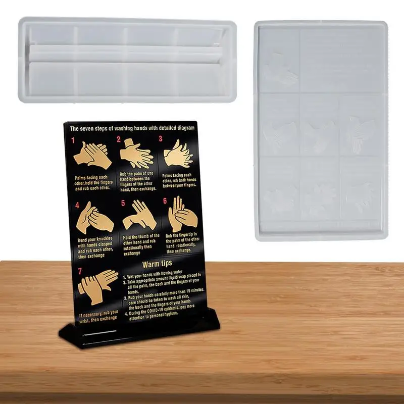 

Hand Washing Sign resin Mold Creative shape Silicone Mold For DIY Hand Washing Guide DIY Mold Seven-step Hand Washing Method