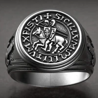 mens knight templar ring punk seal jewelry fashion personality hip hop rock unisex finger accessories gift wholesale
