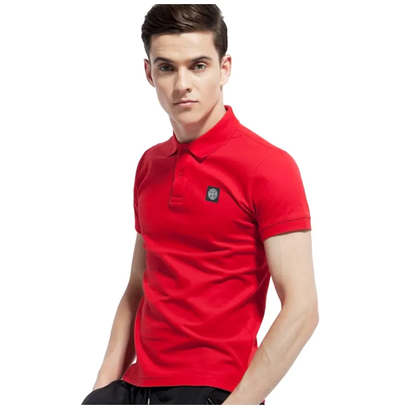 men fashion sport cotton polo tee shirts short sleeve stone solid embroidery design T-shirt summer si tops