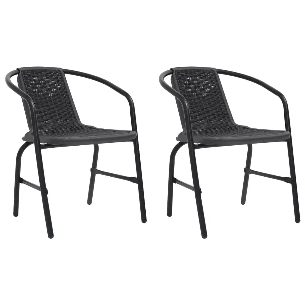 

Garden Chair, Plastic Rattan and Steel Outdoor Seat Chair, Patio Furniture Black 62 x 55 x 74 cm