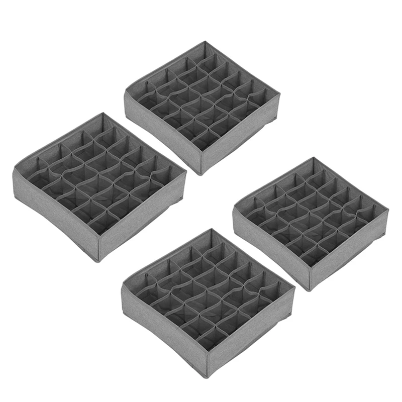 

4 Pack Closet Socks Organizer Drawer Divider, 24 Cell Collapsible Closet Cabinet Organizer Und Erwear Storage Boxes