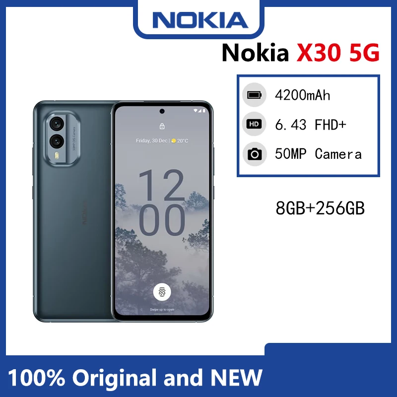 Nokia X30 5G Smartphone 8GB 256GB 90HZ 6.43 inch FHD+ Display 4200mAh Battery Snapdragon 695 IP67 50MP Double Camera 2 SIM Card