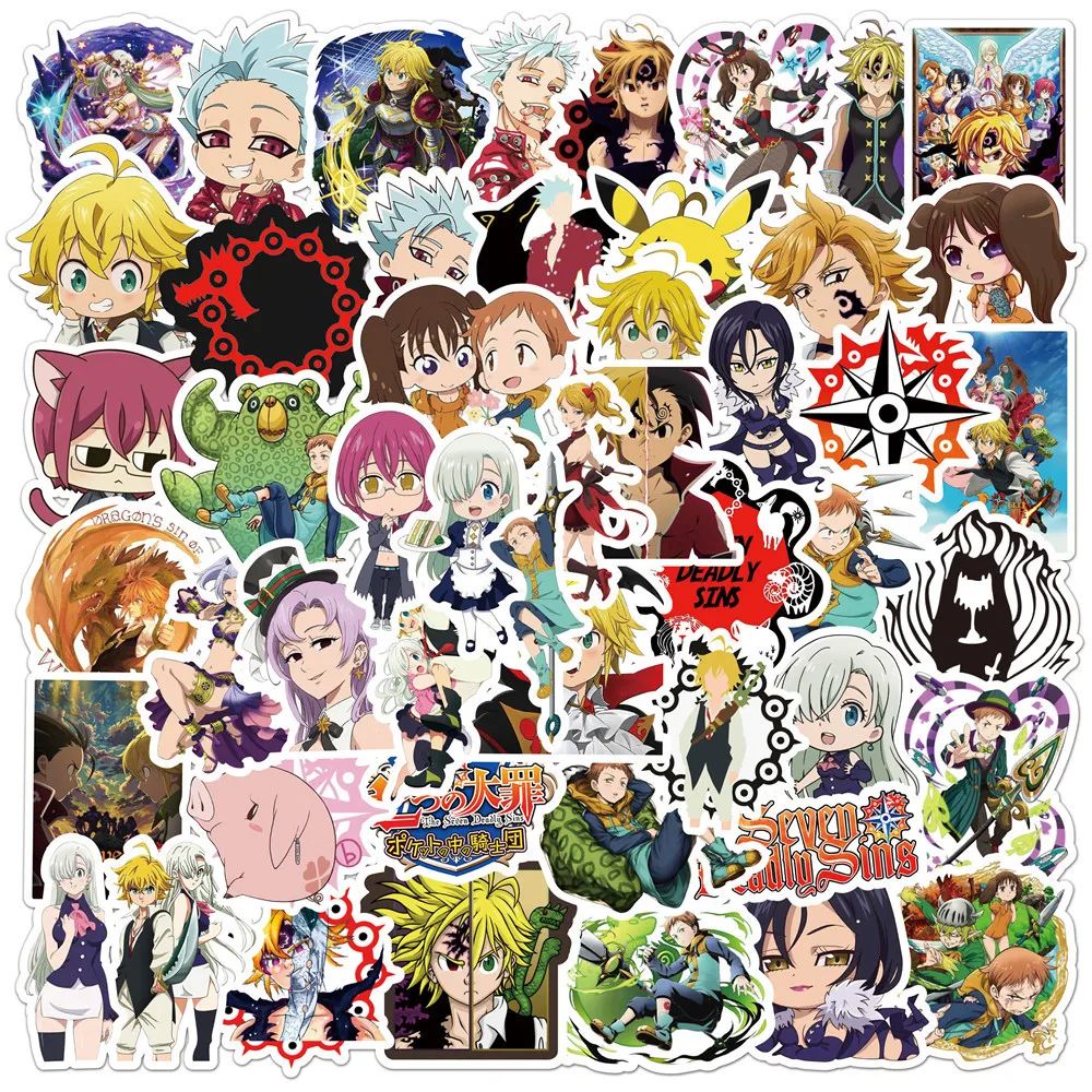 

50PCS Japan Anime The Seven Deadly Sins Stickers Waterproof for DIY Guitar Laptop PS4 Skateboard Kids Toys Sticker