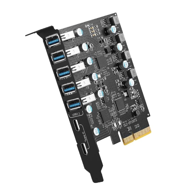 

7 Ports PCIE to USB 3.2 Expansion Card 10Gb PCI-E X4 X8 X16 PCI-E Riser Adapter 5 x Type-A + 2x Type-C PC Converter 2022 New