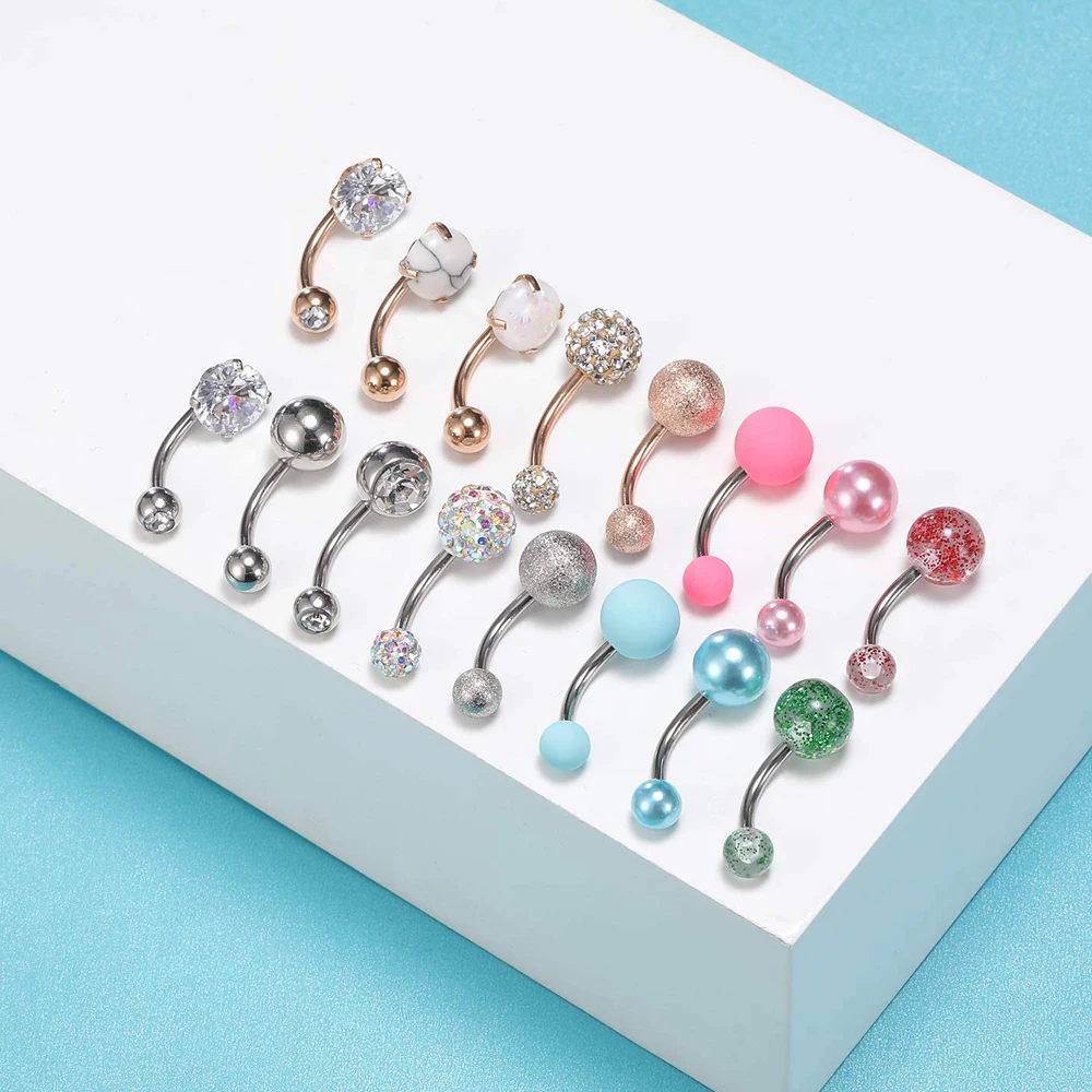 Кольцо на пупок из хирургической стали 16 видов |