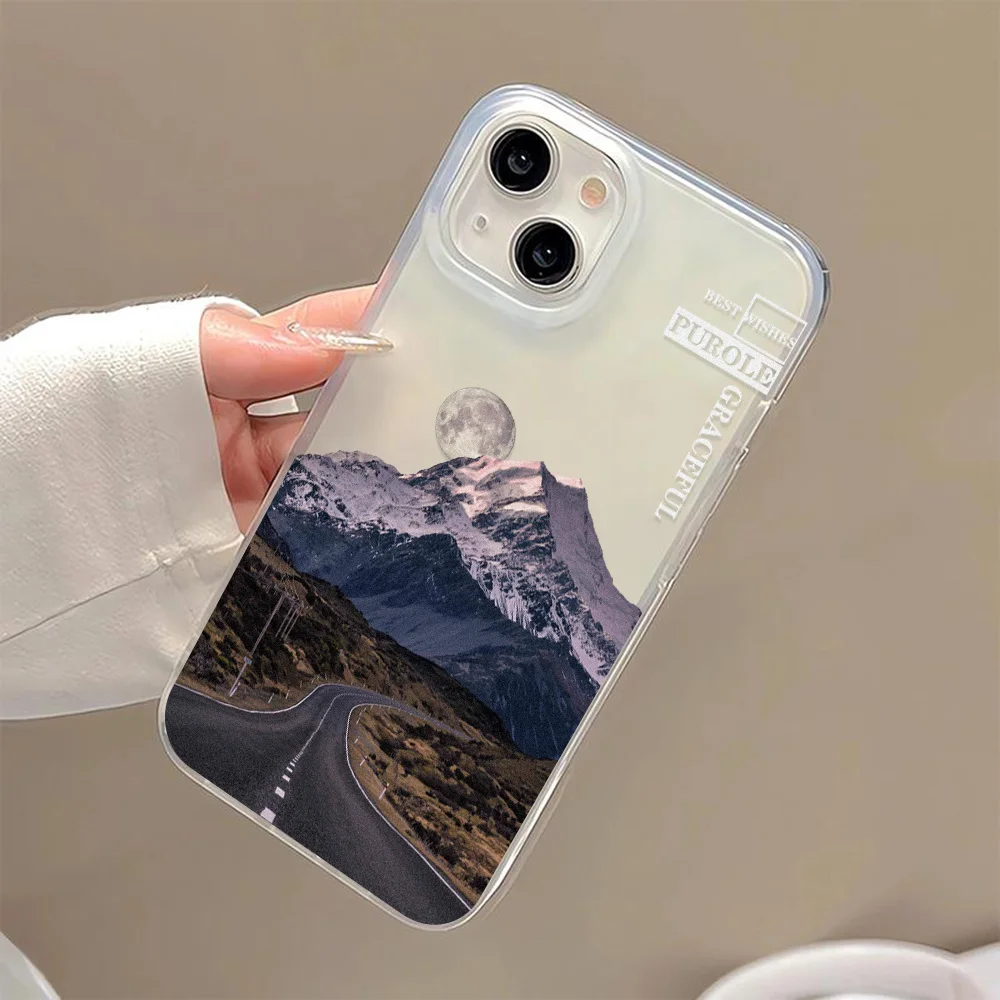 Snow Mountain Scenery Silicone Case For iPhone 11 Funda 16 Pro Max 15 14 Plus 13 13Pro 12 Mini Shockproof Phone