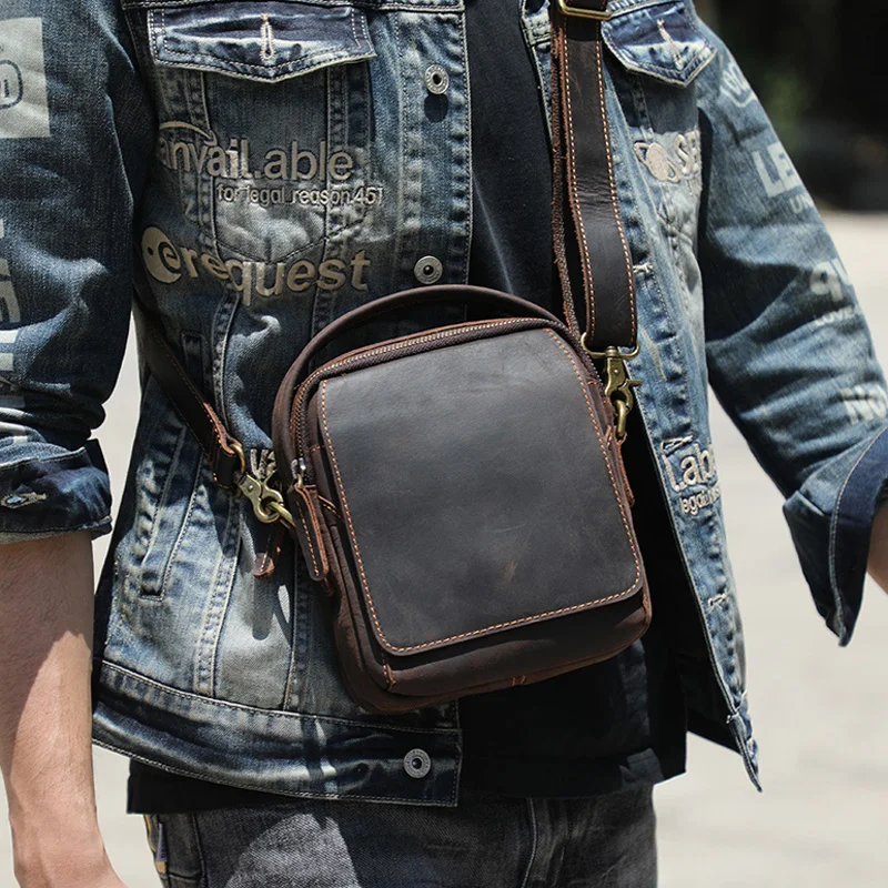 AETOO  Vintage leather crossbody bag cowhide cell phone wrap layer cowhide shoulder bag simple casual handbag