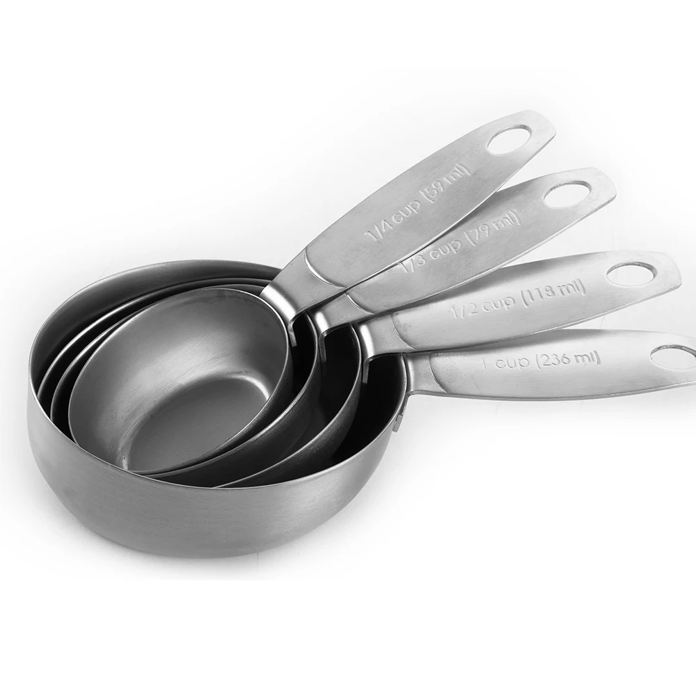 

Kitchen Cooking 4 Piece Stainless Steel Measuring Cups And Spoons Set With Scale