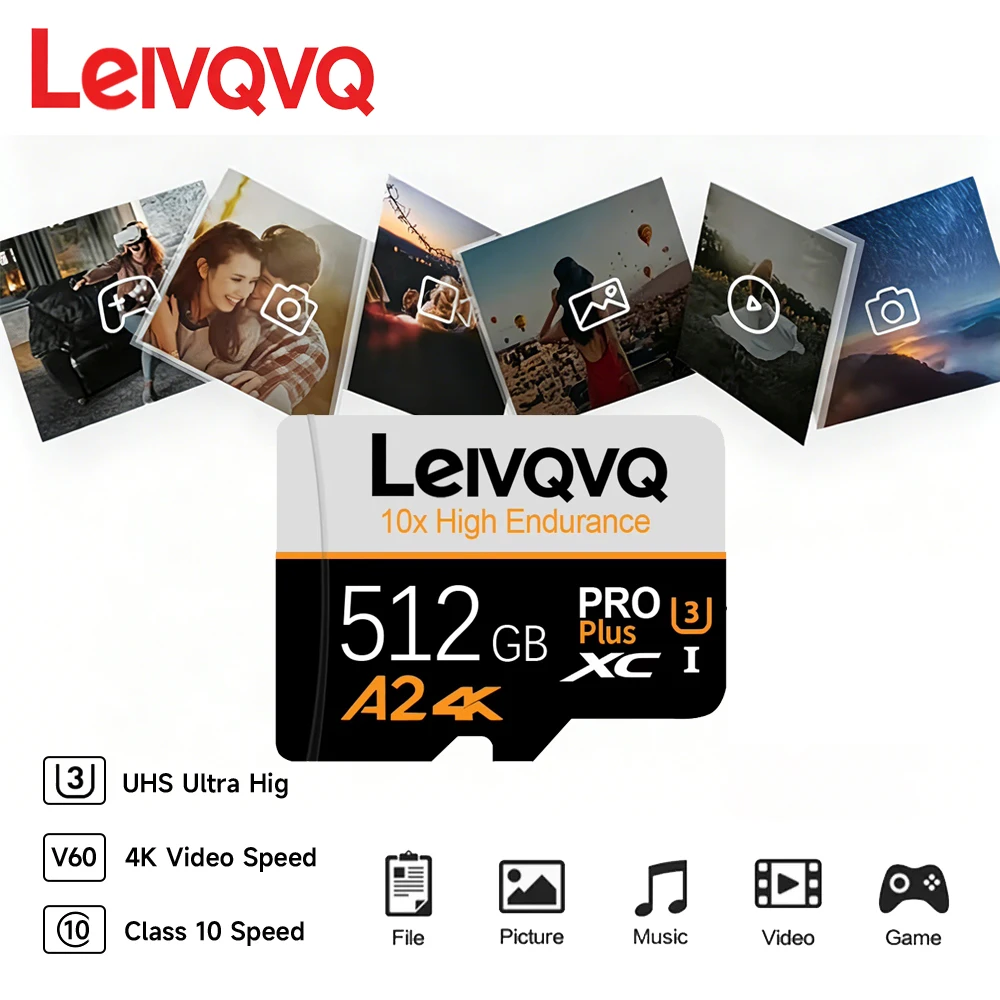 Фото Карта памяти SD 128 ГБ, 256 ГБ, 512 ГБ, Micro SD V60 U3, TF-карта для устройств видеонаблюдения Xiaomi, дронов, флеш-накопителей №1