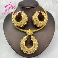 ym fashion jewelry for women18k gold plated necklace pendant earrings bridal african jewelry set engagement gift daily wear