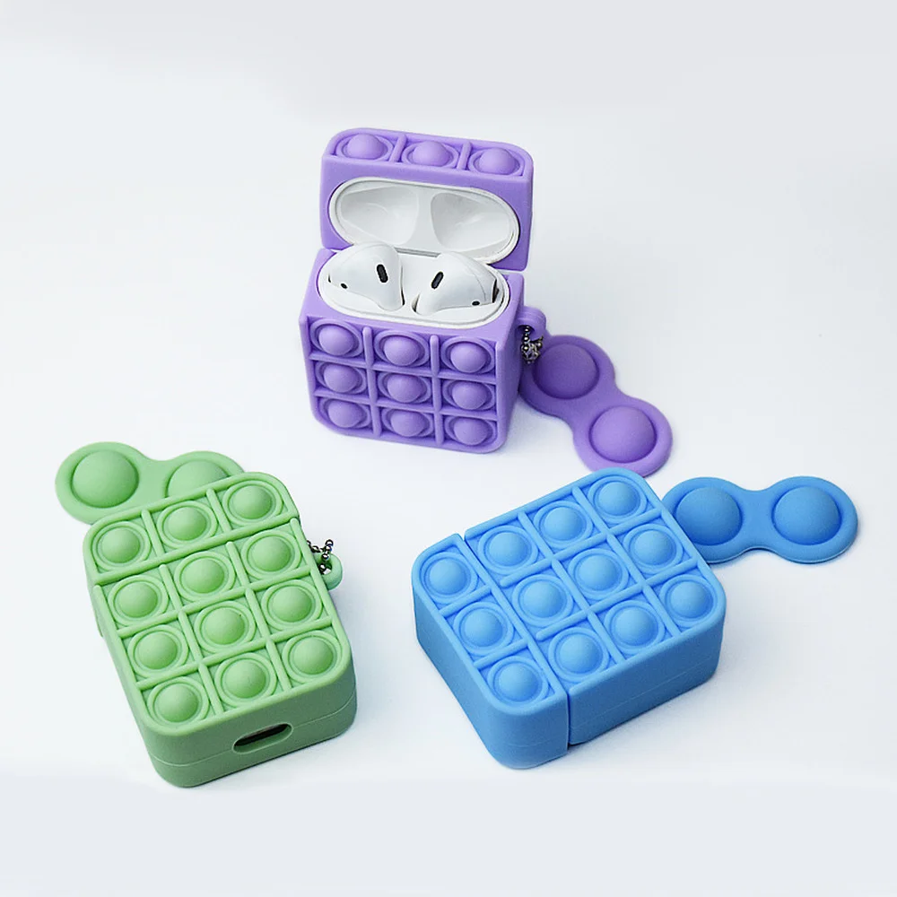 

Unzip pendant toy Soft Silicone Solid color Case For Airpods 1/2 Protective Fit for Bluetooth Wireless Earphone Headphone Box