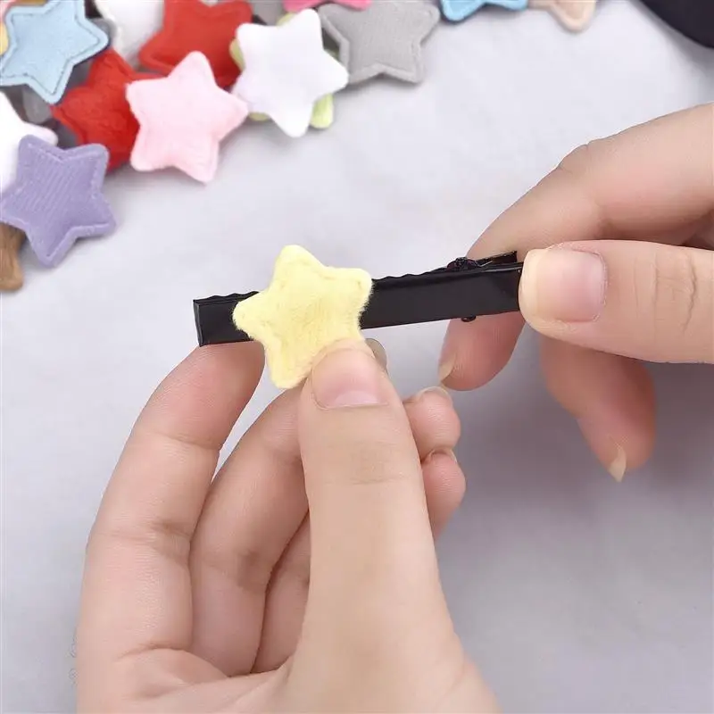 50 шт. меховые нашивки в форме звезды наклейки заколка для волос материалы