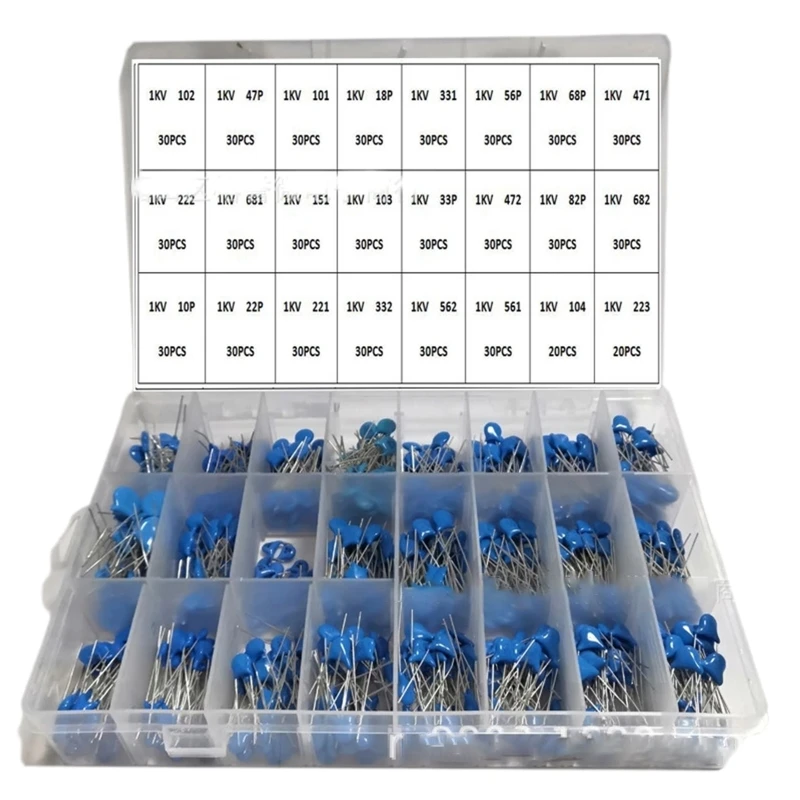 

1KV High Voltage Ceramic Capacitors Sample Box Ceramic Capacitor 24 Values 1000V