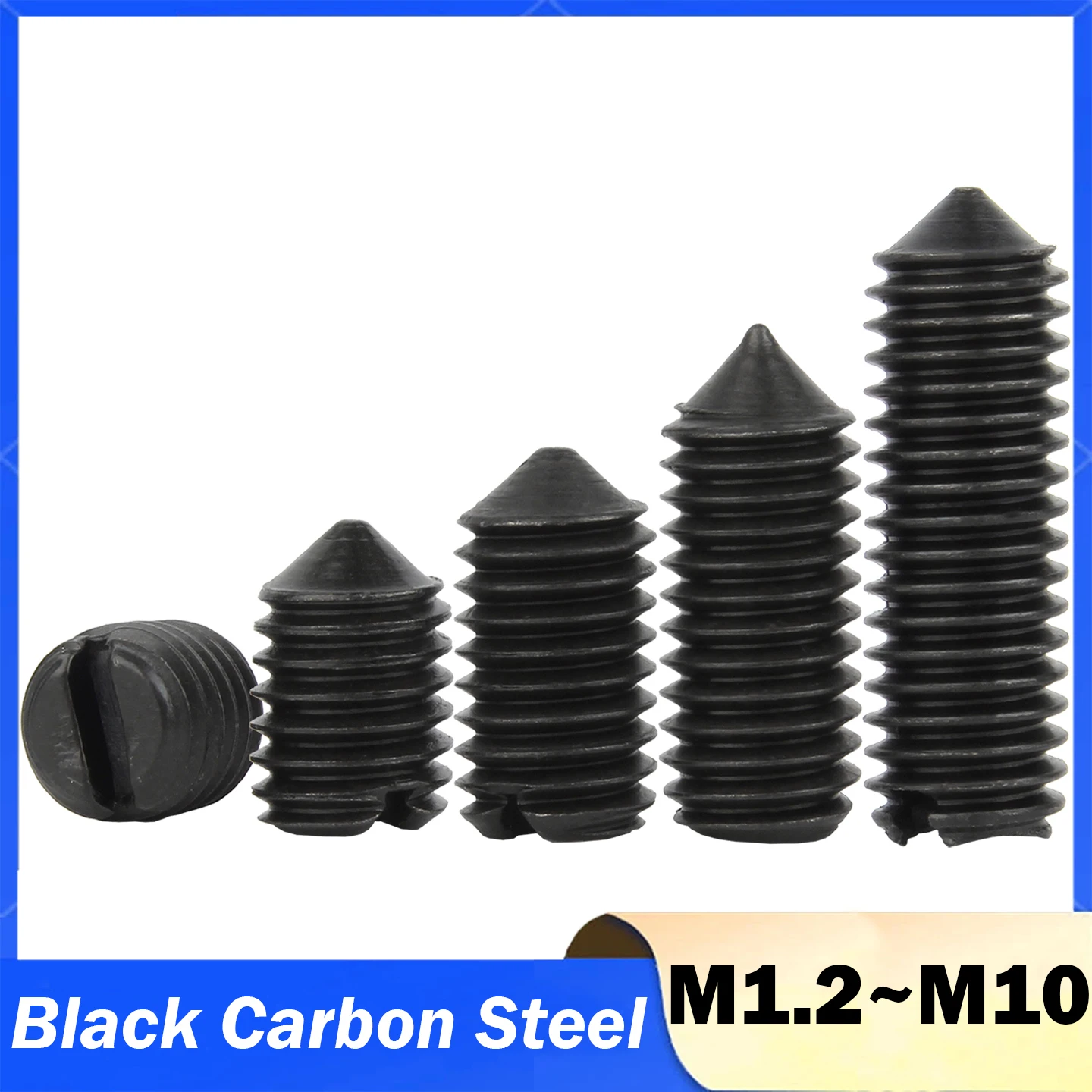 

Черный набор винтов из углеродистой стали с шлицевой головкой M1.2 M1.4 M1.6 M2 M2.5 M3 M4 M5 M6 M8 M10 GB71