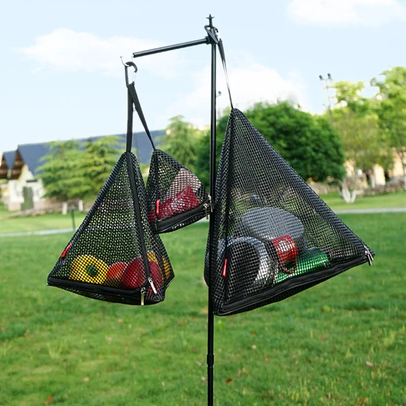 

Outdoor Triangle Drying Net Foldable Storage Mesh Hanging Bag Camping Kitchen Storage Basket Dry Food Vegetable Organizer