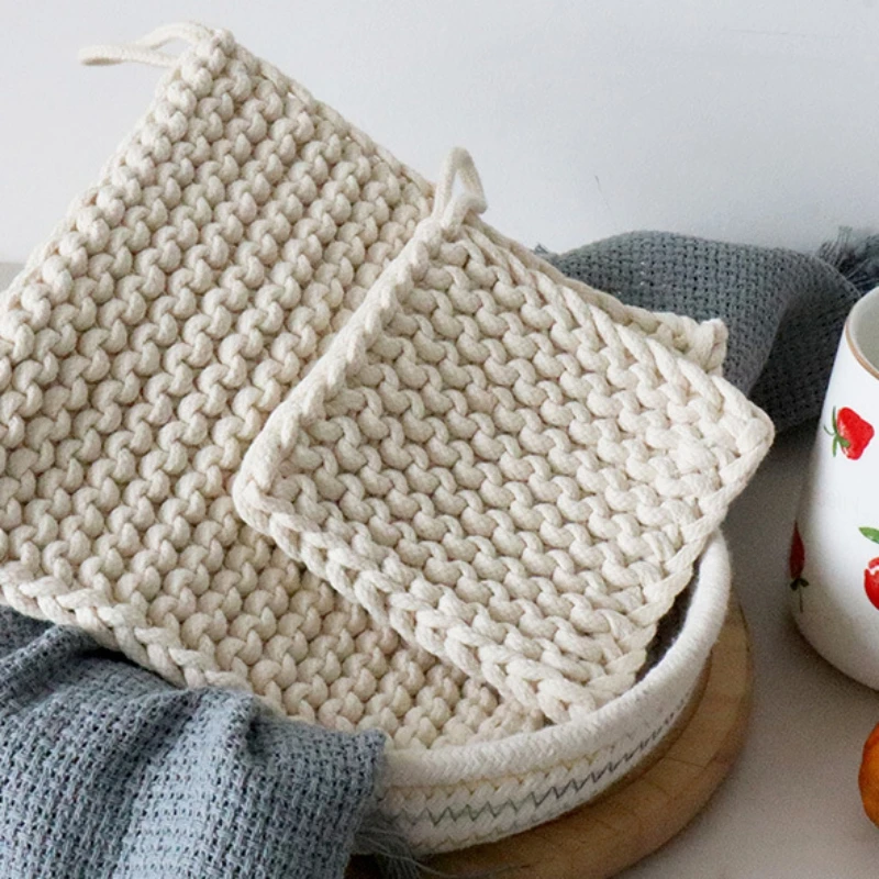 

Cotton Linen Mats Round Coasters Insulation Coffee Pad Placemat Non-slip Handmade Macrame Cup Cushion Mat Table Decor