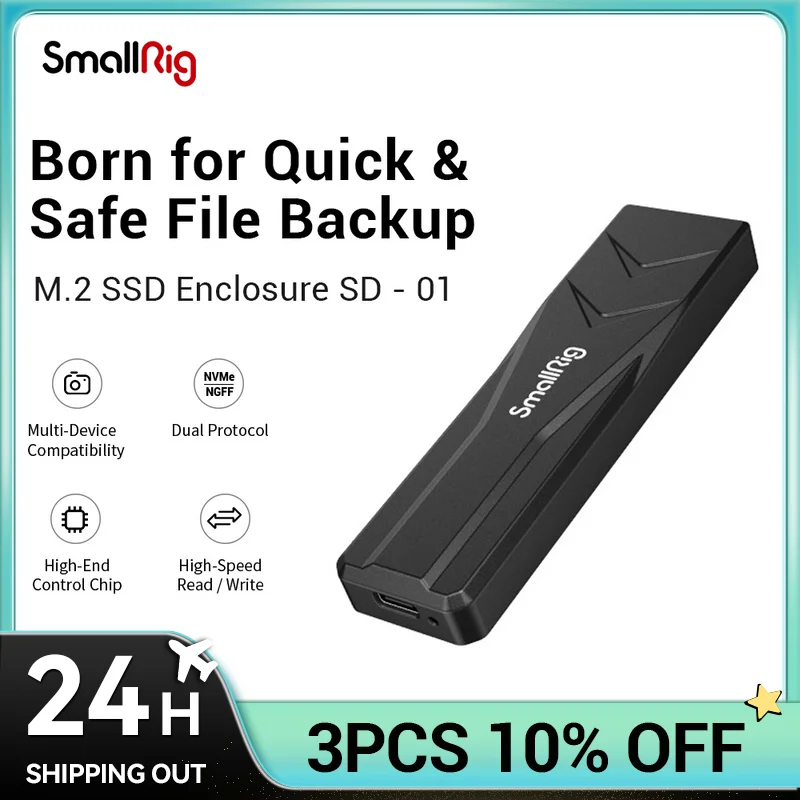 

Корпус SMALLRIG M.2 SSD NVME и SATA, два протокола, USB 3,1, 10 Гбит/с, совместим с камерой, компьютером, мобильными телефонами-3479