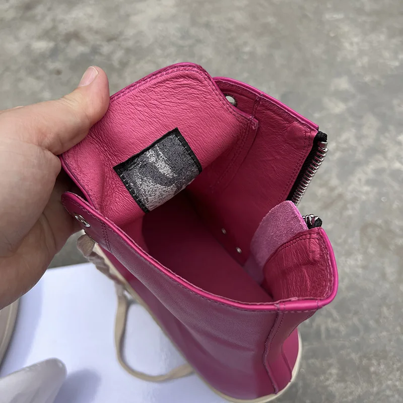 Dekherw Owens Boots Jumbo Lace Up Main Line Thick Sole Pink Fashion Designer Sneakers Leather Men Women High Top Casual Shoes