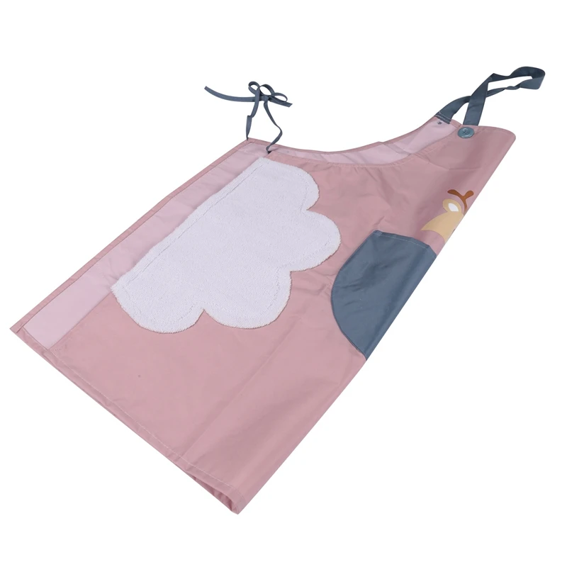 

Красивые фартуки с розовым оленем для женщин с карманами, 2 боковых бархатных полотенца из кораллового бархата, водонепроницаемые и маслостойкие кухонные принадлежности