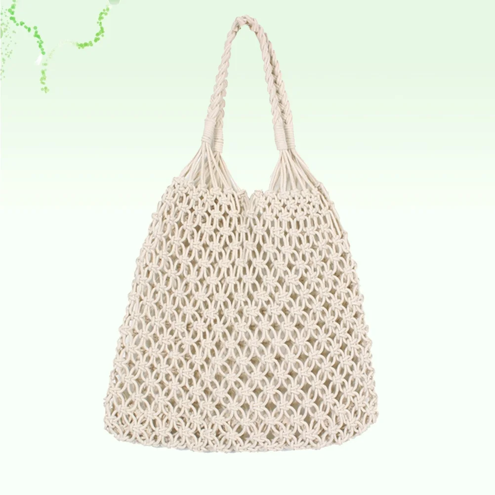 

Bag Beach Bags Tote Mesh Wovenshoulder Knittedcrochet Purse String Cotton Shopping Straw Grocery Hobo Travel Summer Handbag