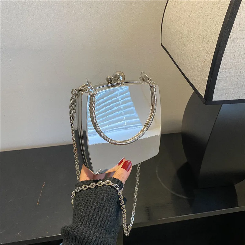 

2023 Acrylic Handle Box Design Women Party Clutch Bag Shoulder Chain Purse Handbags Female Gold Silver Tote Bag Crossbody Bag