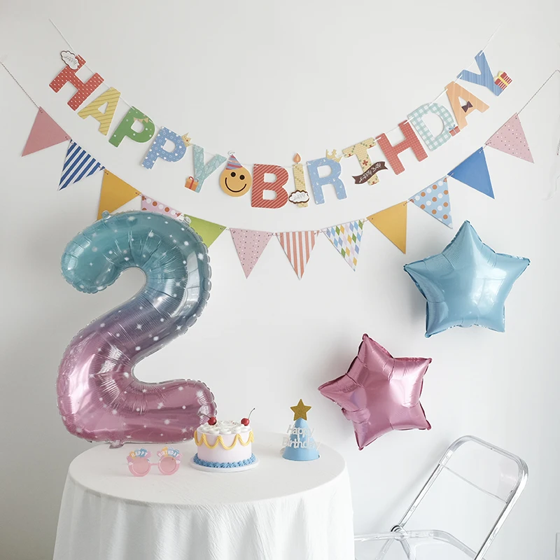 

Children Age Balloon Set ONE Birthday Party 2 3 4 Years Old INS Backdrop Banner Set 100 Days Baby Shower Anniversary