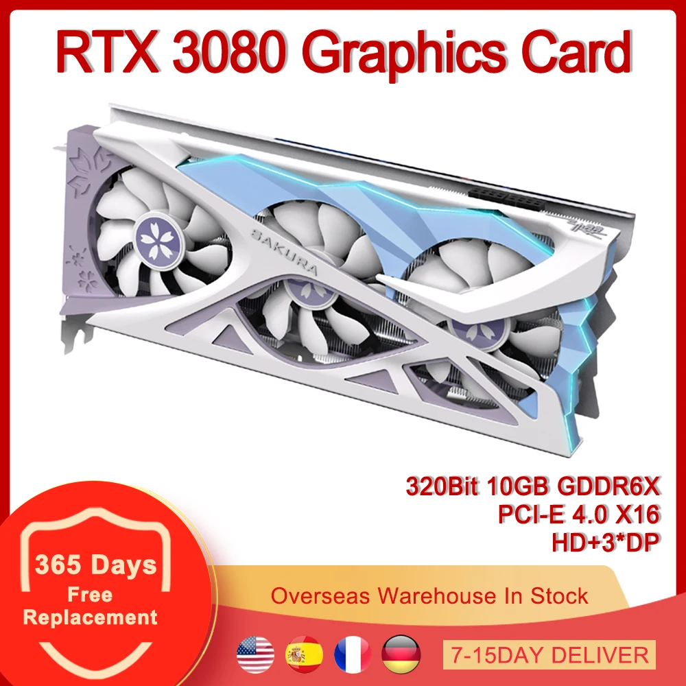 

YESTON RTX 3080 Graphics Card PCI-E 4.0 X16 320Bit 10GB GDDR6X 3DP+HD Video Cards for NVIDIA GeForce RTX3080 10G 320 Bit