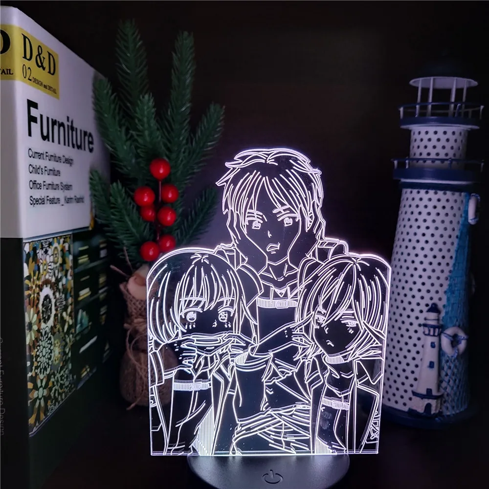 3d светодиодный ночник атака на Титанов Эрен джейгер Микаса · Акерман Армин Arlert