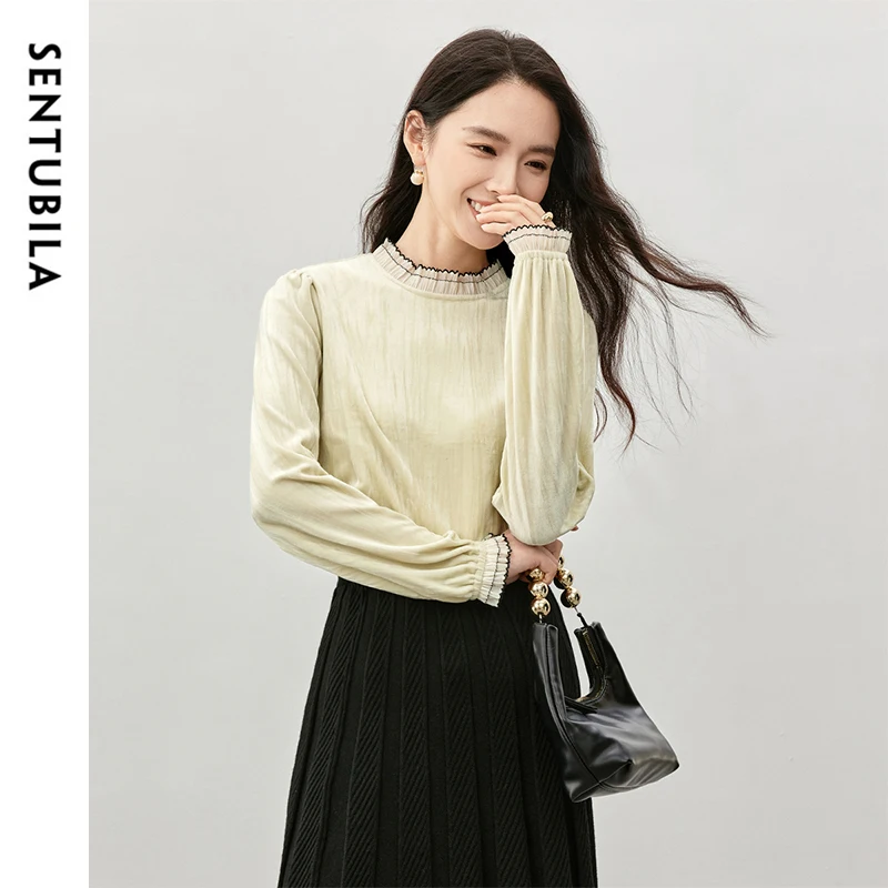 SENTUBILA пуловеры с оборками для женщин осень-зима 2023 повседневные элегантные