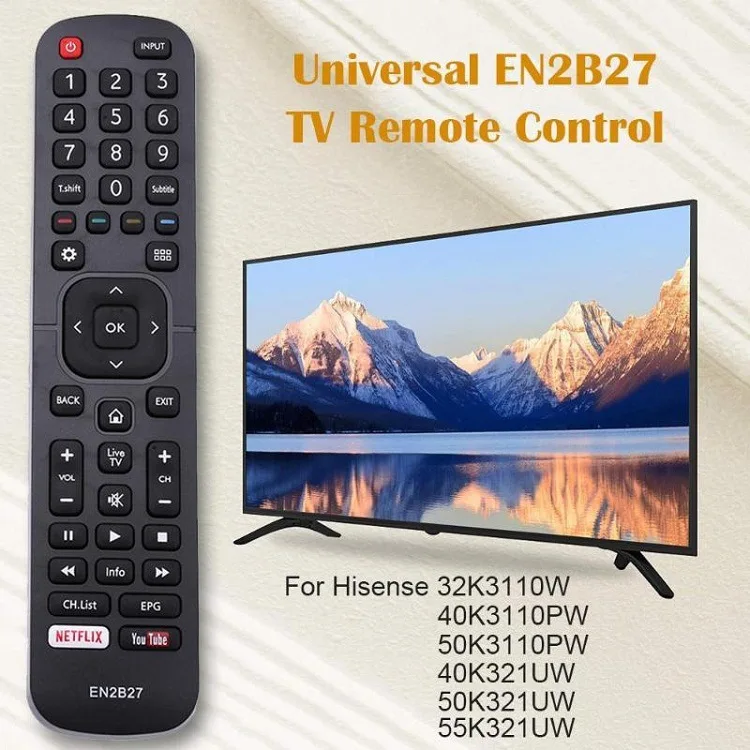 

Universal Remote Control EN2B27 for Hisense TV, Remote Control Replacement for Hisense 40K321UW 58K700UWD 65K720UWG Smart TV