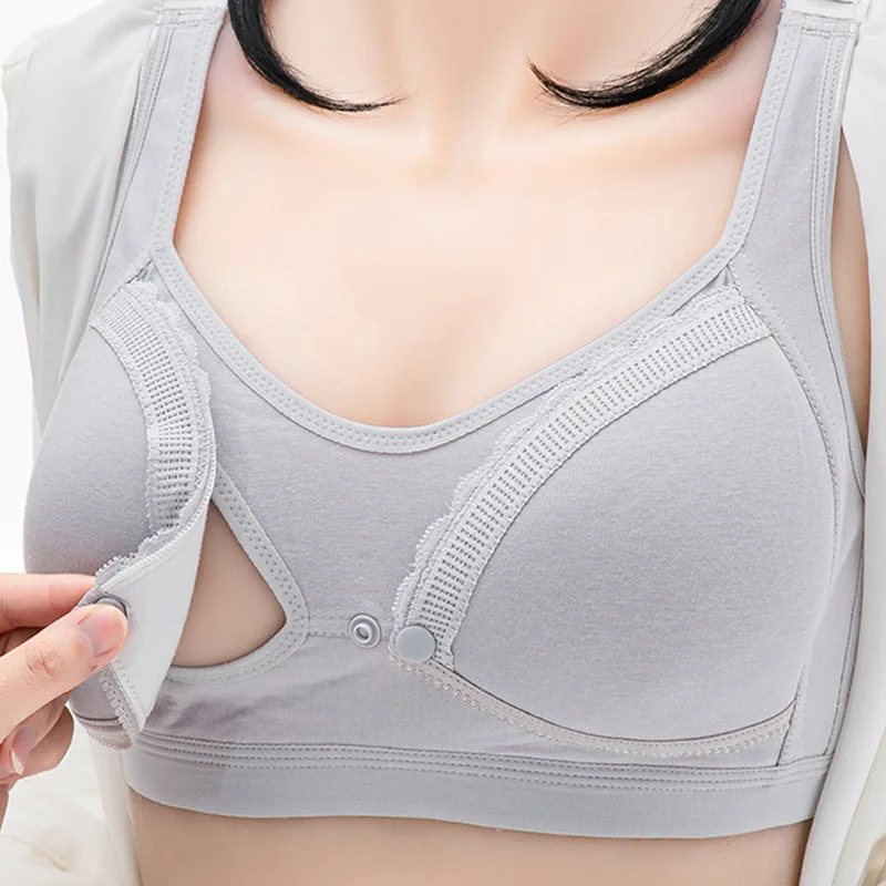 

Pure Cotton Nursing Bra Large Size No Steel Ring Maternity Underwear Front Buckle Feeding Thin Breathable Pregnancy Tube Top Bra