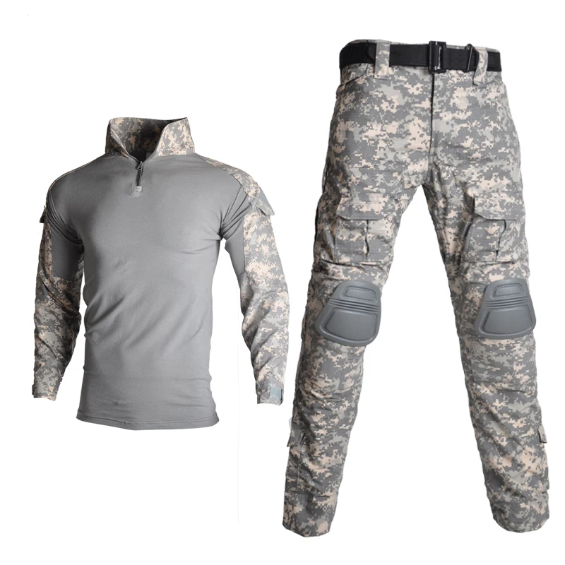 

HAN WILD Camouflage Suit Combat Uniform Outdoor Airsoft Paintball Clothes Military Tactical Shirts Cargo Pants Knee Pads Suits