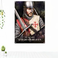 masonic medieval warriors poster vintage flags and banners indoor decor knight templar flag banner polyester hang on the wall b3