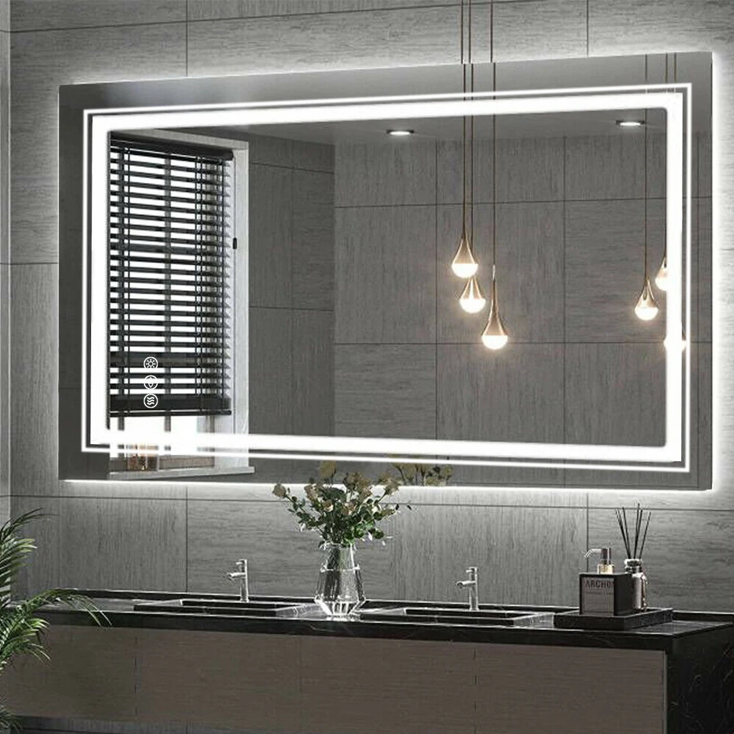 مرآة حمام ليد كبيرة مع أضواء LED المرآة البالونية الحائط المضادة للضباب مرآة ماكياج عكس الضوء لغرفة النوم