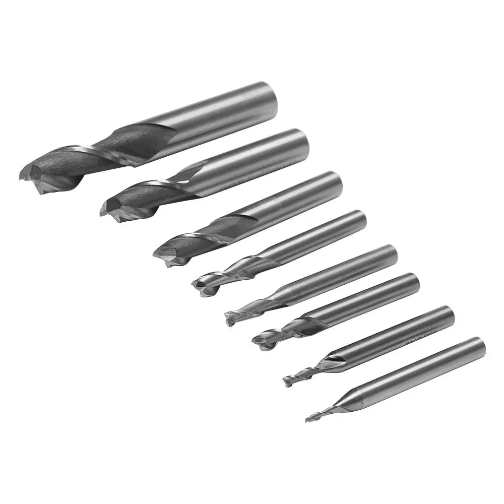 

quality 1-12mm Machine Tool 2 Flute End Steel CNC Straight Shank Mill Cutter Milling Cutters Woodworking Drill Bits