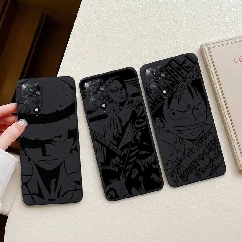 

Toys Japan Anime One Piece Black White Phone Case For Redmi Note 11E 11S 11 10 9 Pro 9A K20 K30 K40 Soft Silicone Cover