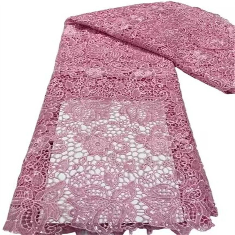 

Pink Sequins Tulle Lace Green African Sequence Lace Fabric with Water-soluble High Quality Nigerian French Mesh Net Lace Fabric